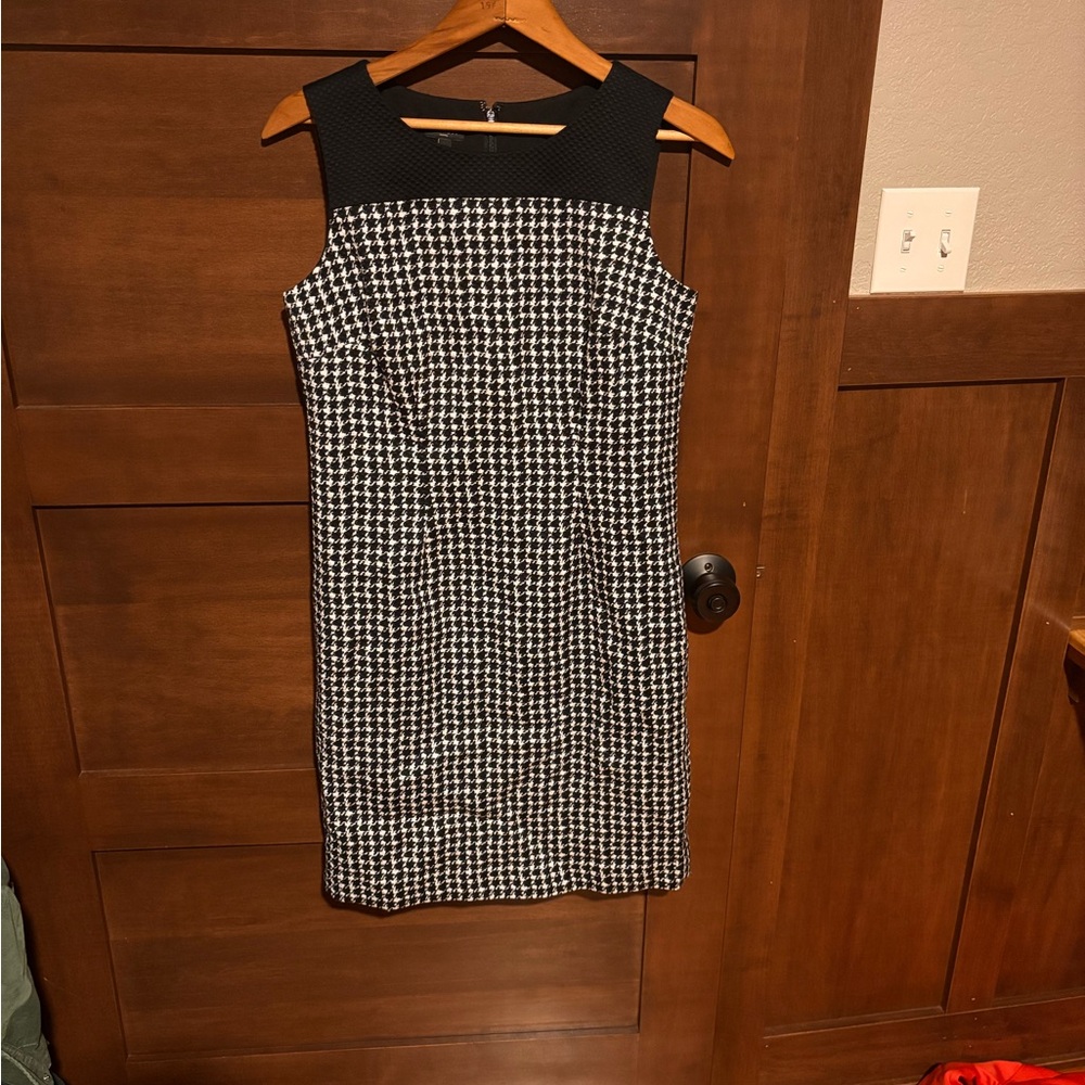 Talbots Black and White Checkered Midi Dress